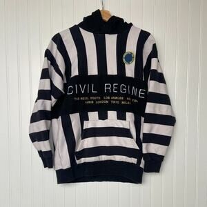 PacSun Civil Regime Hoodie Men's M Black & White Stripped y2k Grunge